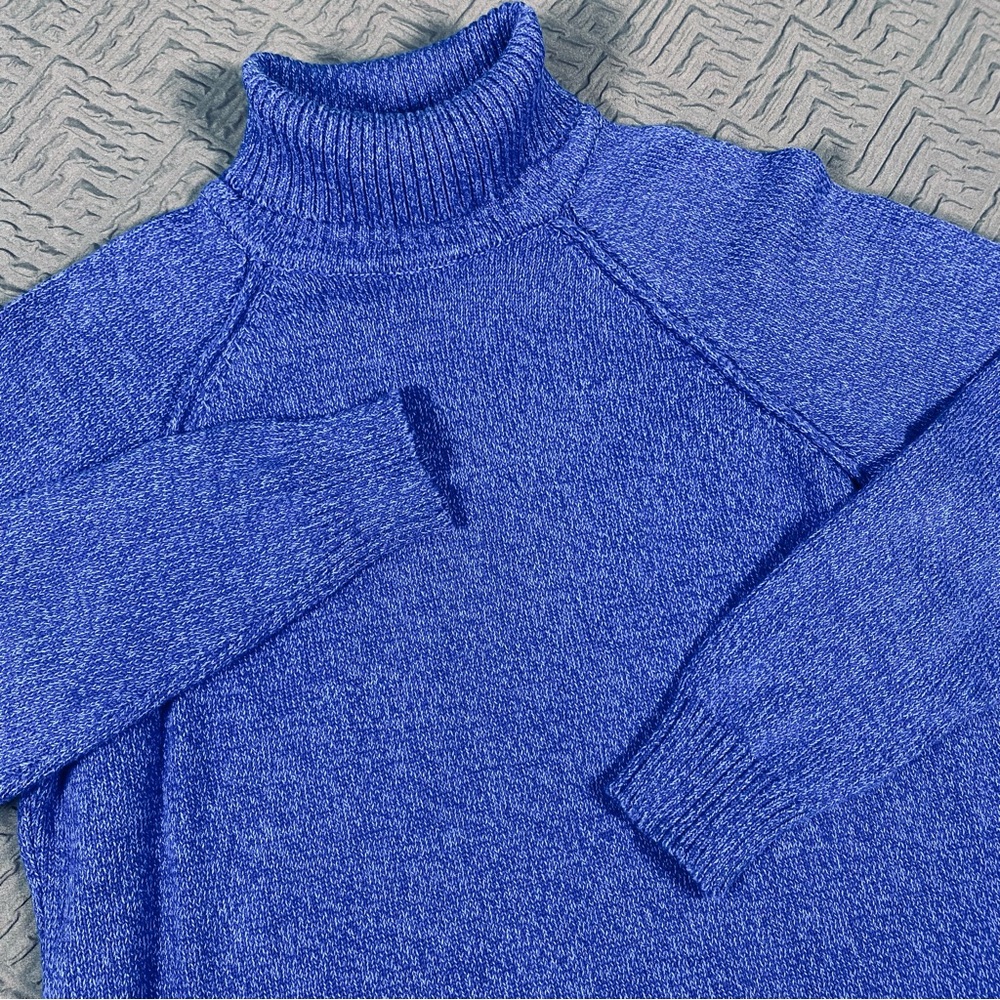 Karen Scott Blue Cotton Turtleneck Size Medium Excellent Condition
